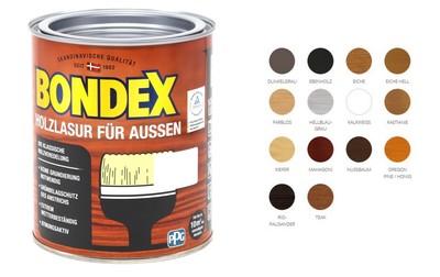 Bondex Holzlasur für Aussen 0,75L Holzschutz Lasur Farbwahl