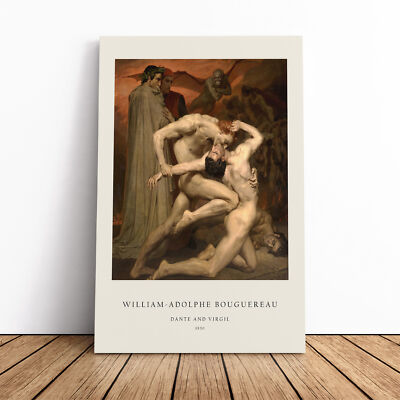 Dante und Virgil von -Adolphe Bouguereau Leinwand Wandkunst gerahmter Druck Bild