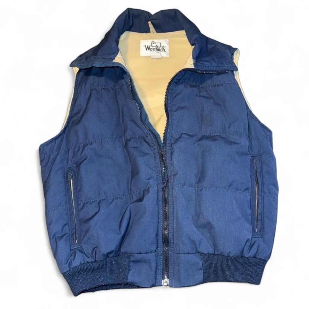 Woolrich Vintage Navy Bomber Jacket Vest Made in USA Size Large