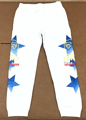 A BATHING APE BAPE BAPESTA STA WORLDWIDE SWEATPANTS WHITE BLUE RED SZ 2XL (15/17