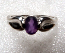VINTAGE STUNNING STERLING SILVER AMETHYST CZ RING SIZE 7