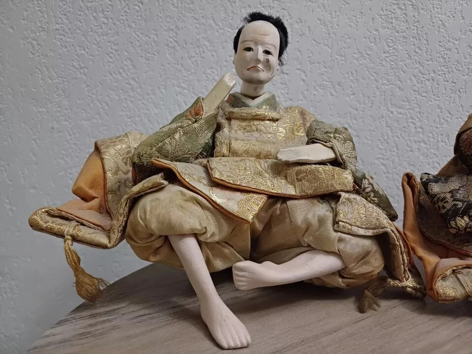 Rare deux anciennes poupées japonaises Ningyo Japon Asie Asiatique - Photo 2/4