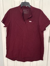 FIGS Technical Collection women  s Scrub Top Shirt Size M Burgundy Solid Medical