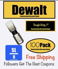 Dewalt Bulk Lot of 100 Tough Grip Impact Ready 1" Bit Tips Slotted 8 SL8
