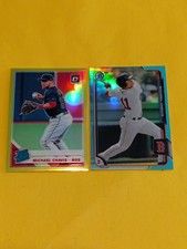 Michael Chavis 2015 Bowman Carolina Blue Refractor-2019 Optic Lime Green Prizm.