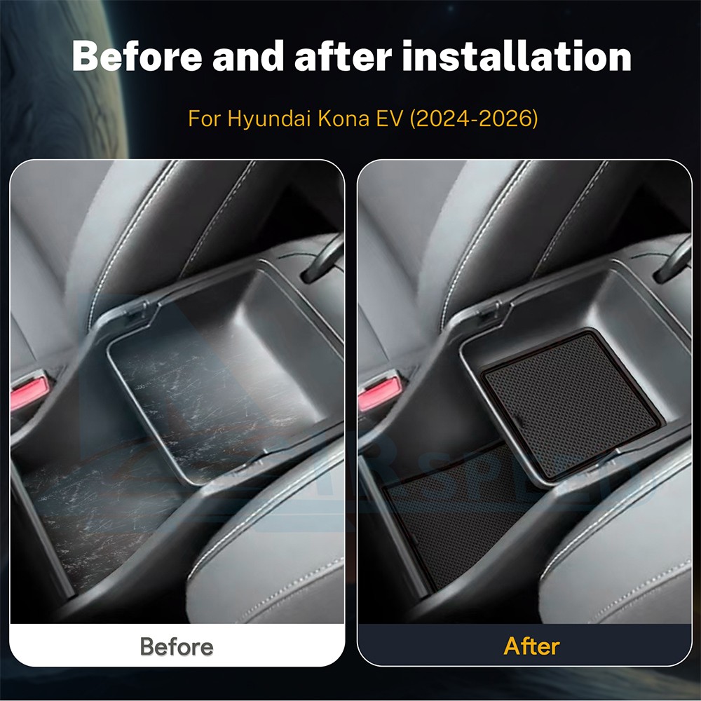 Tappetino tappetino antiscivolo interno auto lattice nero per Hyundai Kona EV 2024-2026 foto 3