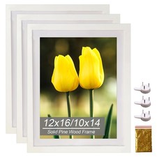 3 Pack 12x16 Picture Frame Mat to 10x14 Solid Wood Diamond Art Painting Frame...