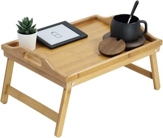Bamboo Bed Tray Table w/Folding Legs Foldable Serving Portable 50x30cm Auction