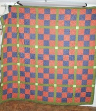 Q27 Contemporary Quilt, Machine Quilted, 9 Patch Patchwork, 79 X 79 in.
