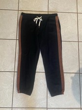 N:Philanthropy Women's Terry Fleece Jogger Sweatpants Black W/Side Stripe MEDIUM