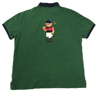 Polo Ralph Lauren VTG Embroidered No. 3 Big Bear Polo Player Rugby Slim Shirt L