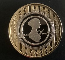 Jane Austen 2017 uncirculated two pound coin, inc receipt, & book.