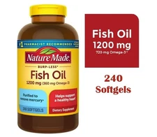 Nature Made Fish Oil 1200mg  360 mg Omega 3 - 240 Softgels EXP 2/2028 VALUE SIZE