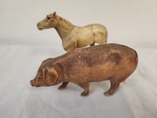 VTG Celluloid Plastic Animals Horse Pig Figures Toy Farm