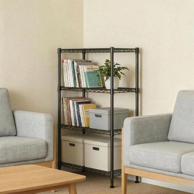 Storage Shelves 4 Tier Heavy Duty Metal Storage Unit 35 x 60 x 135.8 cm Black