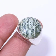 Natural Swiss Green Opal 925 Sterling Silver Ring S.9 R3, Christmas Gift