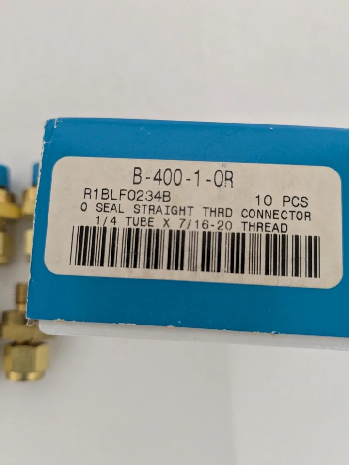 7 X Swagelok Brass B-400-1-0R 1/4" Tube X 7/16-20 Thread, Seal Straight Connect - Image 3 of 4