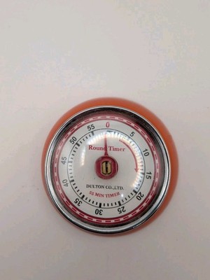 Dulton Co Ltd 55 Minute Kitchen Round Timer Magnetic Red Mechanical Retro Vtg
