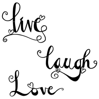 ESTART 3 Pieces Black Metal Letter Sign Decor 'Live Laugh Love' WordArt Wall ...