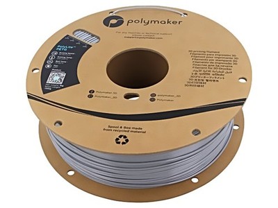 PB01003 Filament: PET-G 1,75mm grau 230-240°C 1kg Temp.Tisch: 70-80°C POLYMAKER