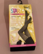 Star Power by Spanx Center Stage Patterned Shaping Tights Black Size E 195-265lb