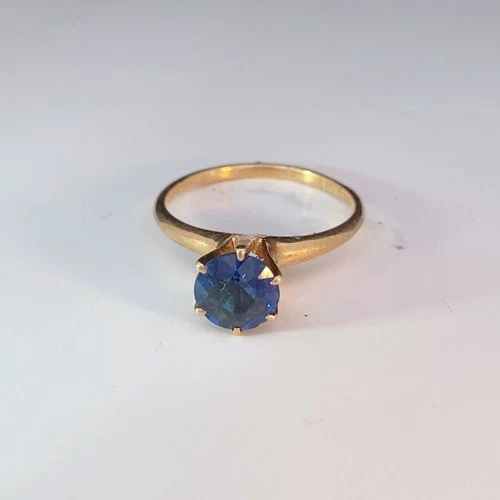 Blue Stone Lady's Stone Ring 14K Yellow Gold 2.3g Size:6.5 (MI1065552)