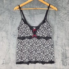 Womens Top XL Babydoll Y2K Floral Lace Coquette Cami Fairy Grunge Whimsigoth