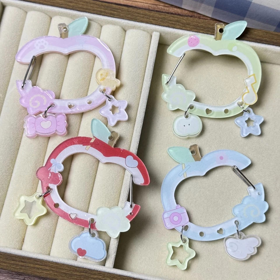 Chaveiro mosquetão acrílico design Apple para decoração de mochila com zíper bolsa - Imagem 3 de 4