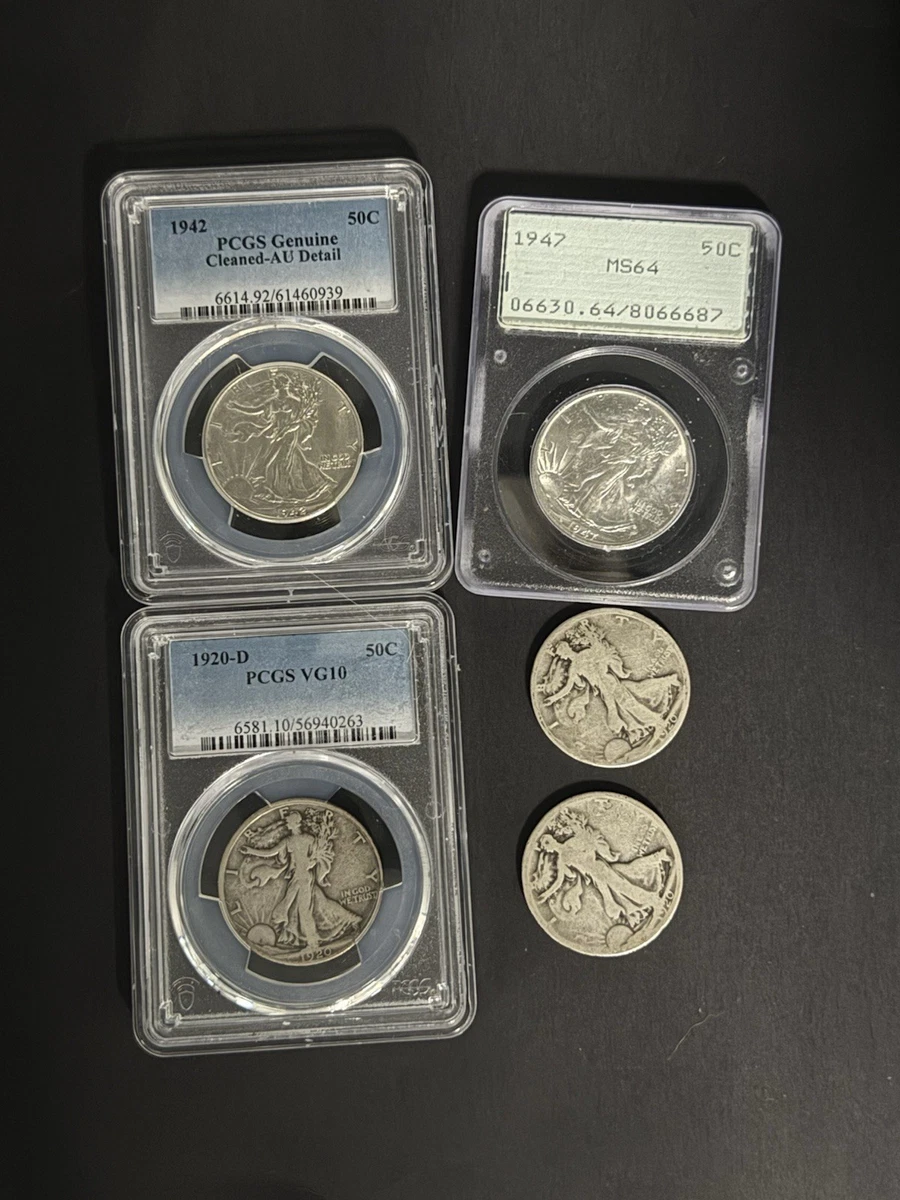 Circulated Silver 1942 Year Liberty Walking Half Dollars (1916