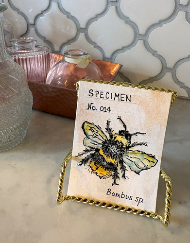 Original ACEO Bumblebee Watercolor Ink Art 2.5x3.5 Miniature Painting