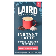Instant Latte, Sweet & Creamy, 5 Packs, 0.9 oz (25 g) Each
