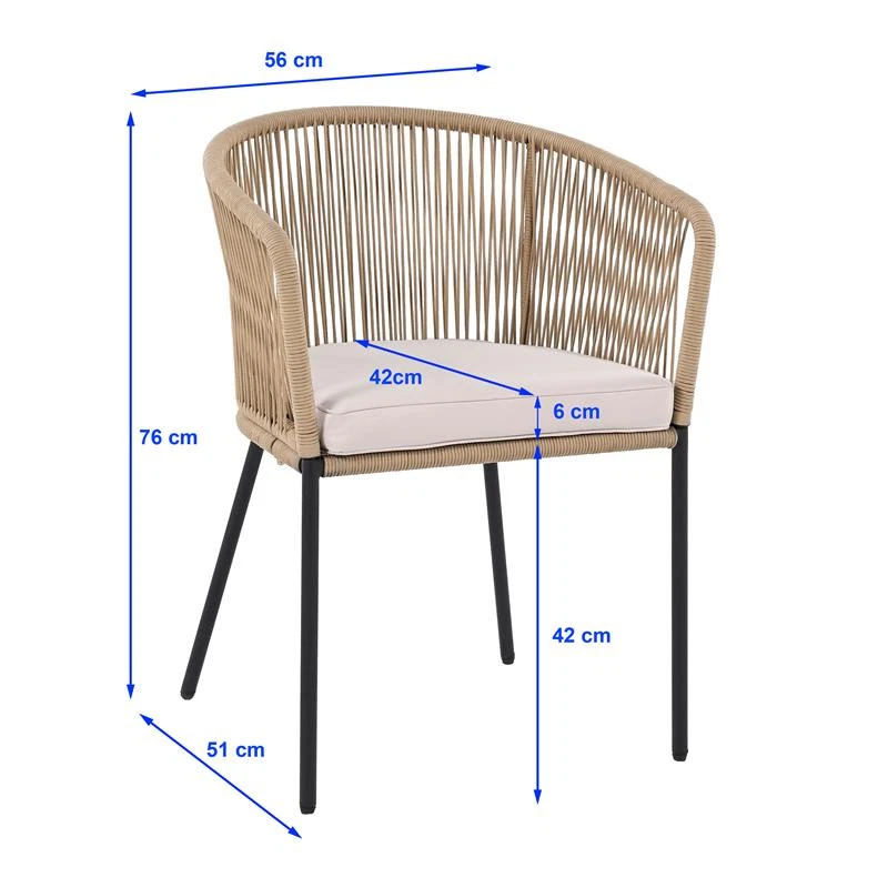 Bistro Set Balkonmöbel Sitzgruppe Outdoor Gartenset 2 Personen Rope Gartenset - Bild 2 von 4