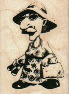 Tourist Lady 1 1/2 x 2'' Mounted Rubber Stamp, Lady Tourist Stamp
