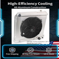 For 1963-1966 Chevy C10 C20 C30 Pickup Suburban 3 Row Radiator+Fan Pontiac Olds