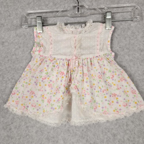 Vintage Sears Baby Dress Small Floral Lace Perma-Prest Pink White Sleeveless 70s