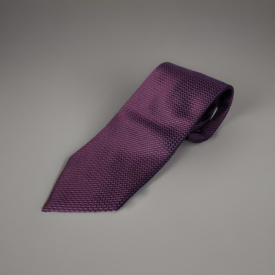 Marks & Spencer CollezioneMade In Italy Purple Checker 2 Blue Dots 100% Silk Tie