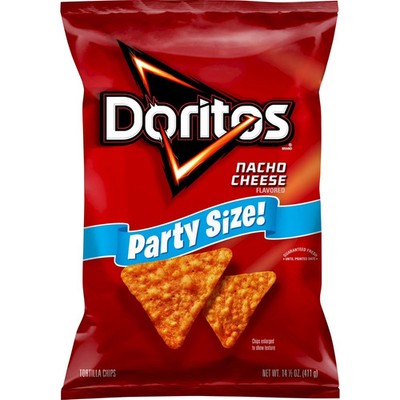 Doritos Nacho Cheese Tortilla Chips, Party Size, 14.5 oz Bag