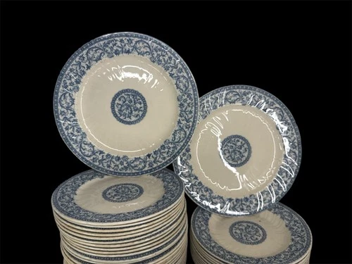 LOT 6 ASSIETTES PLAT EN FAIENCE FER DE TERRE MODELE ROUNE BLEU GIEN SIGNE XIX - Photo 3/22