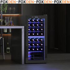 32 Bottles Dual Zone 5-18℃ Wine Fridge Digital Temperature Control - Black