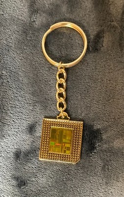 Vintage 90's Intel Inside Pentium Processor Gold Keychain - CPU