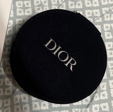 Christian Dior Vanity Pouch Makeup Case with inner mirror Black circular 15 7cm
