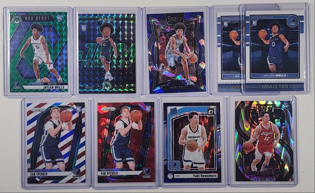 [9] JAYLEN WELLS CAM SPENCER 2024-25 MOSAIC NBA DEBUT ROOKIE GREEN RC Q3641
