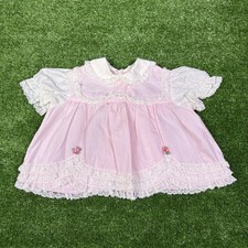 True Vintage 60s Toddle Time Pink Lace Frilly Dress Infant Baby Toddler 3-6M