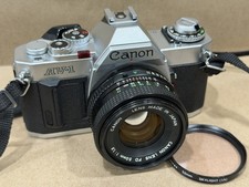 Canon AV-1 35mm SLR Film Camera W/ 50mm 1.8 FD Lens - Tested Working