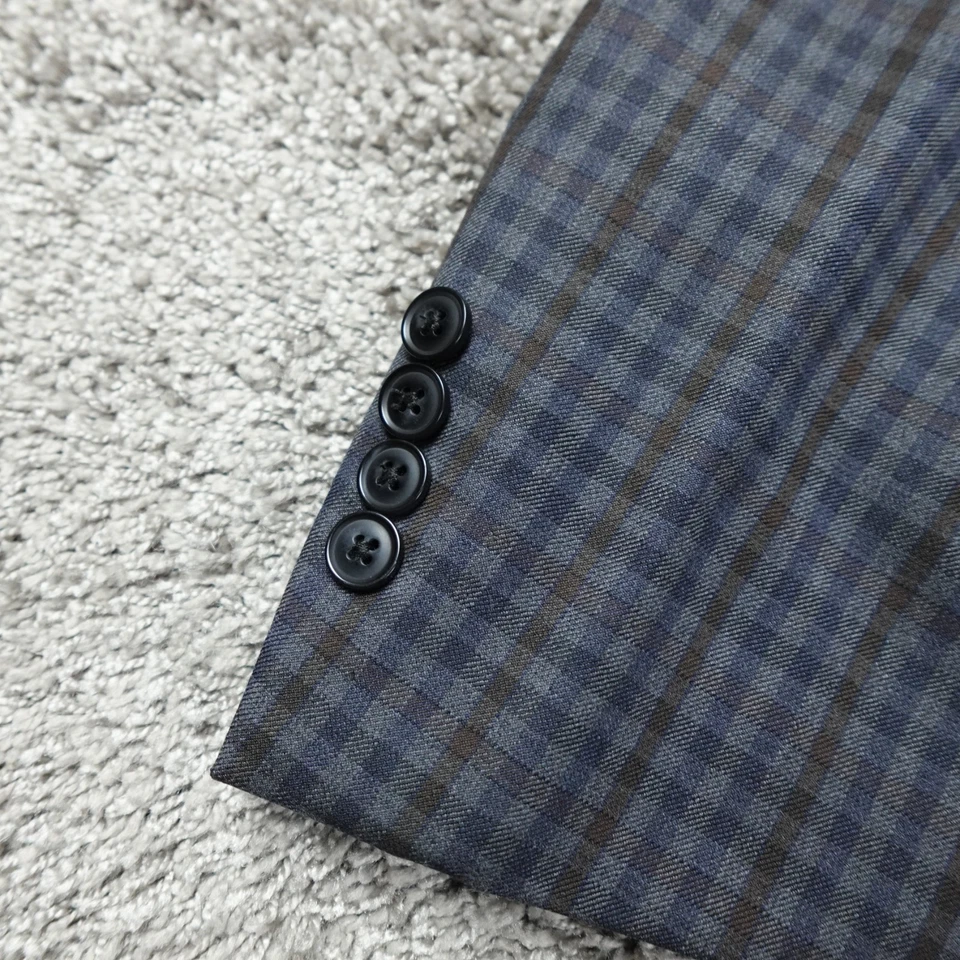 Peter Millar Blazer Mens 42R Gray Check Wool Unstructured Jacket Sport Coat - Image 3 of 4