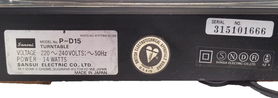 Sansui P-D15 Automatic Direct Drive Turntable Record Player Tested & Working - Image 4 of 4