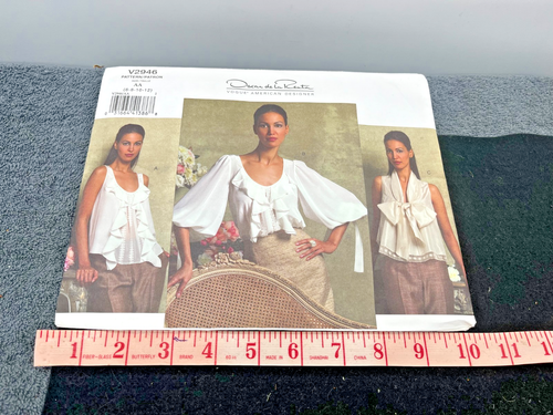 vintage pattern dress oscar de la renta puffy big bow blouse uncut vogue fancy