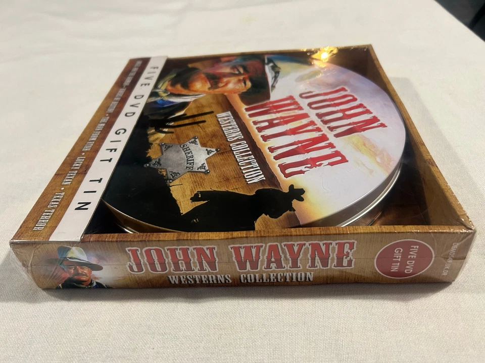 John Wayne Westerns Collection 5 DVD Gift Tin Brand New - Image 4 of 4