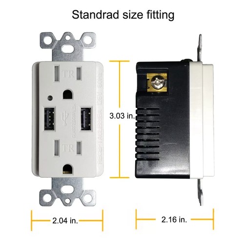 Cargador inteligente rápido con toma USB C 4.8A Receptáculo dúplex 15A 125V resistente a manipulaciones - Imagen 8 de 14