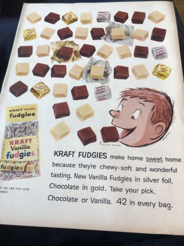 Vintage Kraft Fudgies Print Advertisement 1950s Original